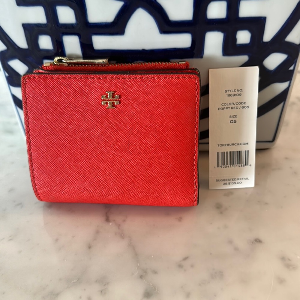 Tory Burch red/orange wallet- gently used